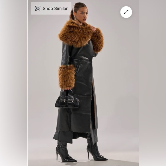 Fur Trim Trench Coat - Size Medium - Picture 5 of 8